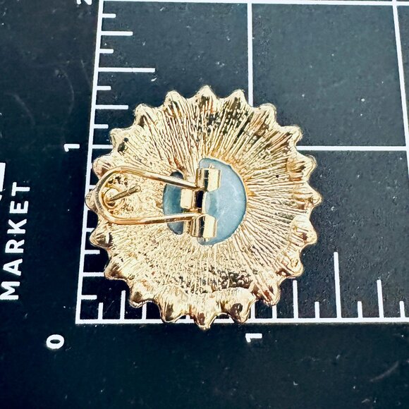 Gold Tone Round Pierced Earrings Multi-coloured Glass Stones - Picture 4 of 5